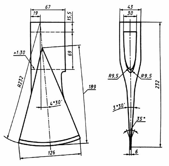Чертеж лезвия топора