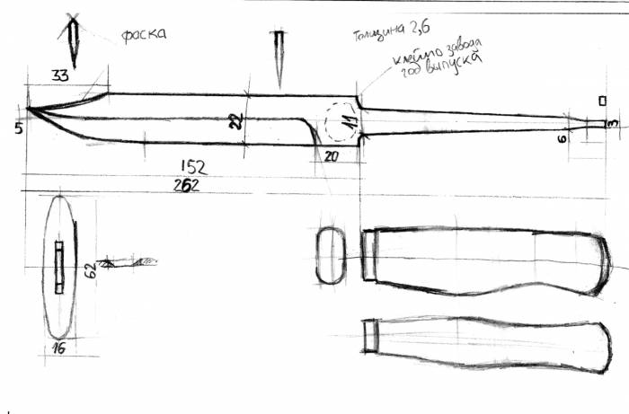 Эскиз самодельного ножа