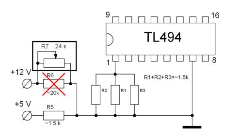 Схема обратной связи по напряжению TL494 в компьютерном блоке питания