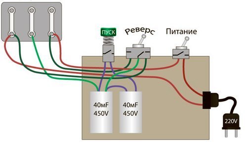 Схема подключения электромотора ленточной пилорамы