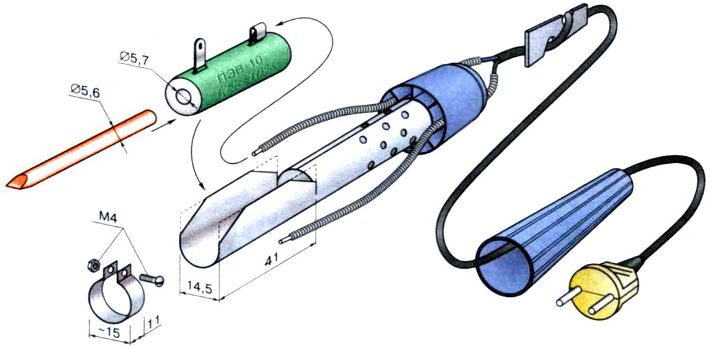 Схема сборки паяльника из резистора