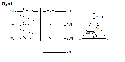 Схема соединения обмоток типа Dy