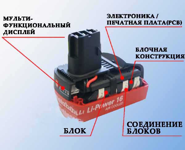 Схема устройства съемного аккумулятора