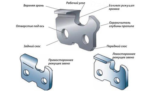 Схема устройства зубца бензопилы