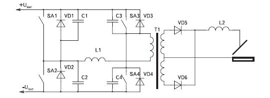 Упрощенная схема силовой части сварочного инвертора