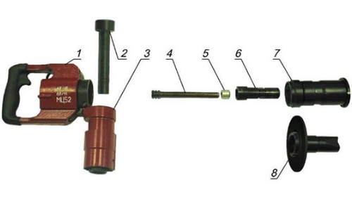 Основные составные части строительного пистолета
