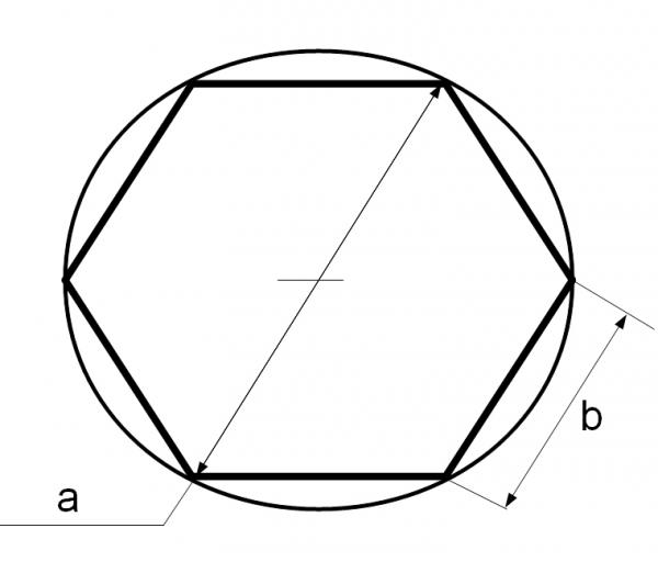 Третий способ вычерчивания шестиугольника циркулем